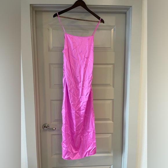 NWOT Amanda Uprichard Amiyah Silk Midi Dress Pink Small - Picture 2 of 6